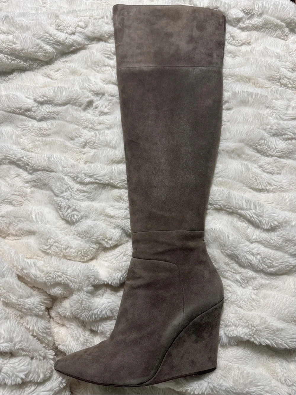 Pour La Victoire Grey suede Serra Over Knee Boots 8